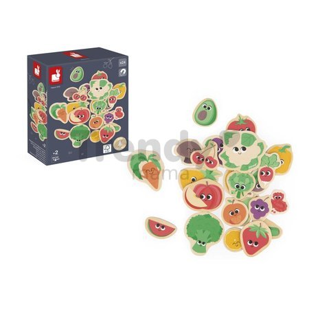 Drevené magnetky Ovocie a zelenina Fruit & Vegetable Magnets Janod 24 kusov od 24 mes J09648