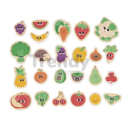 Drevené magnetky Ovocie a zelenina Fruit & Vegetable Magnets Janod 24 kusov od 24 mes J09648
