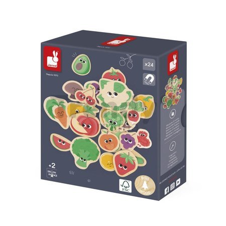 Drevené magnetky Ovocie a zelenina Fruit & Vegetable Magnets Janod 24 kusov od 24 mes J09648