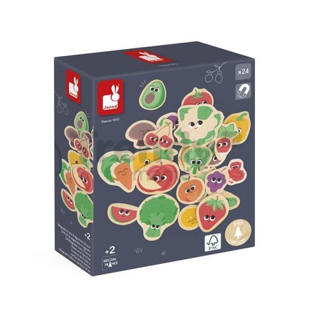 Drevené magnetky Ovocie a zelenina Fruit & Vegetable Magnets Janod 24 kusov od 24 mes J09648
