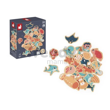 Drevené magnetky Morský svet Sea Life Magnets Janod 24 kusov od 24 mes J09649