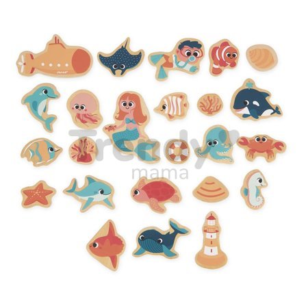 Drevené magnetky Morský svet Sea Life Magnets Janod 24 kusov od 24 mes J09649