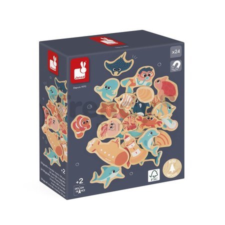 Drevené magnetky Morský svet Sea Life Magnets Janod 24 kusov od 24 mes J09649