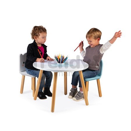Drevený stolík so stoličkami Table and Chairs Polar Janod s pohárikom na farbičky J09650