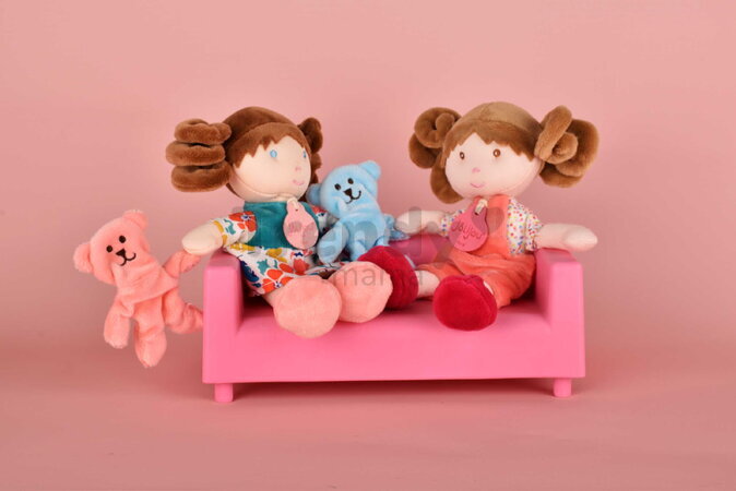 Bábika pre bábätká Mrs Confettis My First Doll Jolijou 20 cm v overale so psíkom z jemného textilu od 0 mes JJ6063