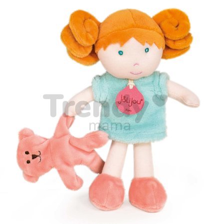 Bábika pre bábätká Mrs Mint My First Doll Jolijou 21 cm v modrých šatách so psíkom z jemného textilu od 0 mes