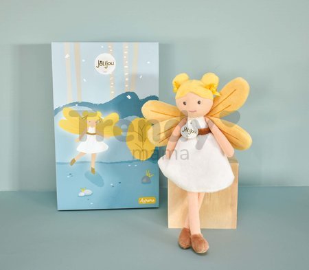 Bábika víla Aurore Forest Fairies Jolijou 25 cm v bielych šatách so žltými krídlami z jemného textilu od 5 rokov