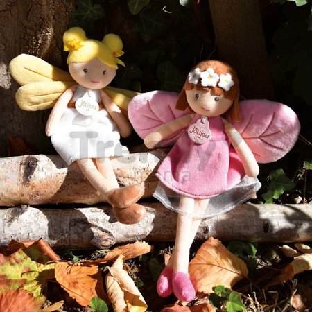 Bábika víla Aurore Forest Fairies Jolijou 25 cm v bielych šatách so žltými krídlami z jemného textilu od 5 rokov