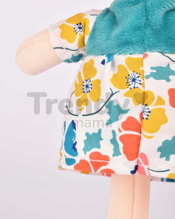 Bábika pre bábätká Mrs Petunia My First Doll Jolijou 20 cm vo vzorovaných šatách so psíkom z jemného textilu od 0 mes JJ6062