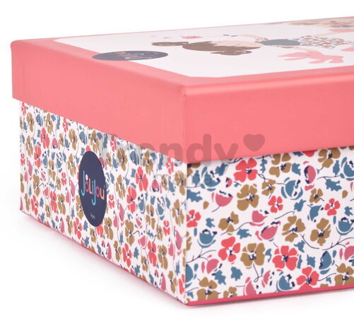 Bábika pre bábätká Mrs Petunia My First Doll Jolijou 20 cm vo vzorovaných šatách so psíkom z jemného textilu od 0 mes JJ6062