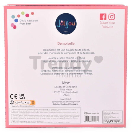 Bábika pre bábätká Mrs Confettis My First Doll Jolijou 20 cm v overale so psíkom z jemného textilu od 0 mes JJ6063