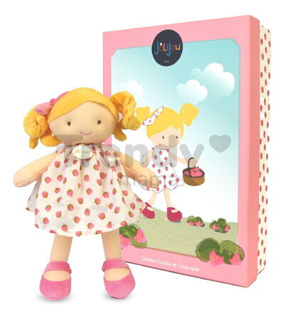 Bábika Strawberry Pretty Jolijou 28 cm s blond vláskami vo vzorovaných šatách od 0 mes JJ6064