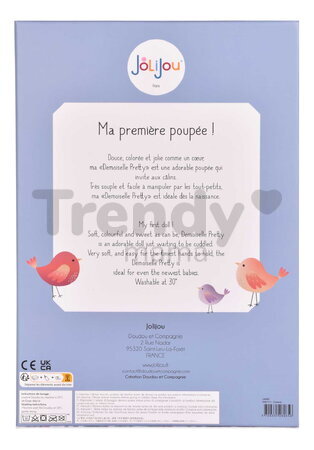 Bábika Océane Pretty Jolijou 28 cm s hnedými vláskami v prúžkovanom overale od 0 mes JJ6065