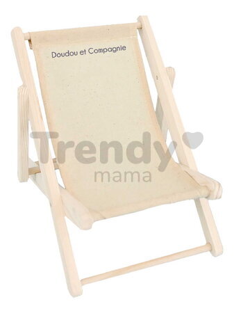Drevená plážová stolička pre bábiky Folding Deckchair My little furniture Jolijou pre bábiky a plyšové hračky s veľkosťou 35 cm JJ6071