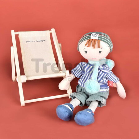 Drevená plážová stolička pre bábiky Folding Deckchair My little furniture Jolijou pre bábiky a plyšové hračky s veľkosťou 35 cm JJ6071