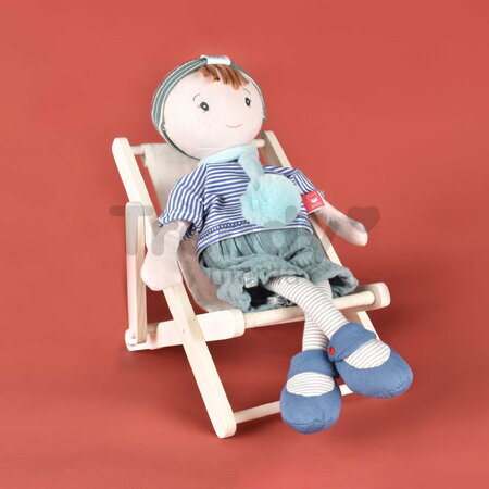 Drevená plážová stolička pre bábiky Folding Deckchair My little furniture Jolijou pre bábiky a plyšové hračky s veľkosťou 35 cm JJ6071
