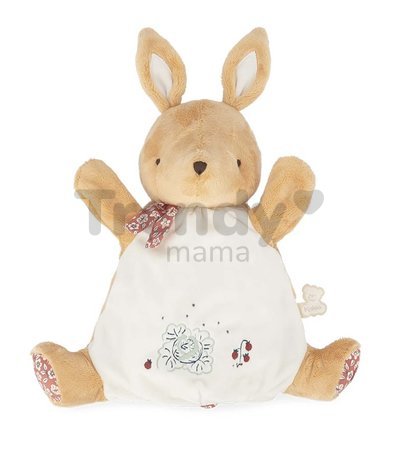 Plyšový zajačik bábkové divadlo Rabbit Doudou Puppet Petites Chansons Kaloo hnedý 24 cm z jemného plyšu od 0 mes