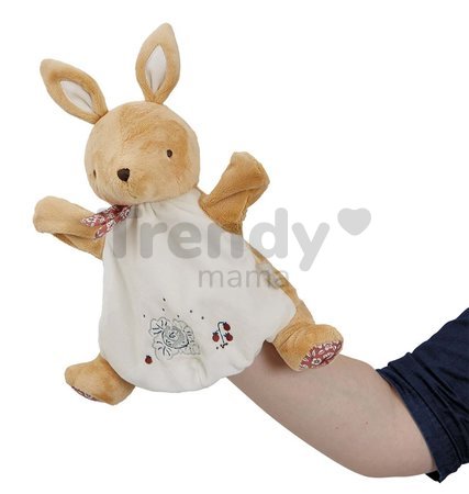 Plyšový zajačik bábkové divadlo Rabbit Doudou Puppet Petites Chansons Kaloo hnedý 24 cm z jemného plyšu od 0 mes