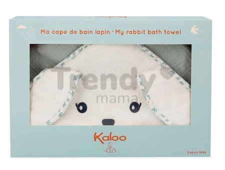 Serviette de bain à capuche Petit Lapin  pour les plus petits Bath Towel Dove K'Doux Kaloo blanche 75*75 cm en matiere douce et moelleuse à partir de 