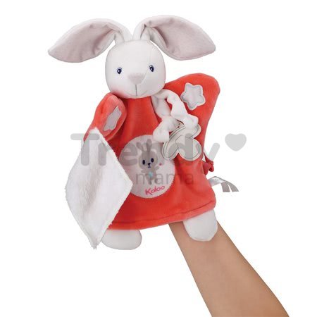 Plyšová bábka-zajačik na maznanie Imagine Doudou Kaloo svetielkujúci 20 cm červený od 0 mesiacov