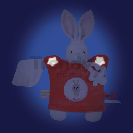 Plyšová bábka-zajačik na maznanie Imagine Doudou Kaloo svetielkujúci 20 cm červený od 0 mesiacov