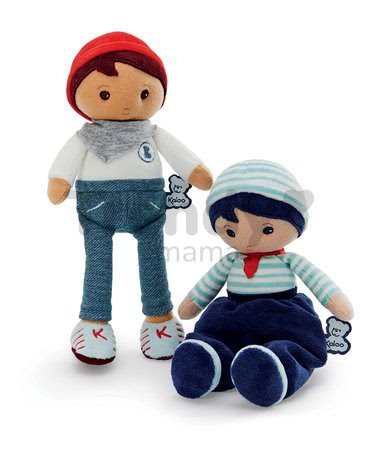 Bábika pre bábätká Lucas K Tendresse Kaloo 25 cm v riflových nohaviciach z jemného textilu v darčekovom balení od 0 mes