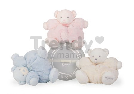 Plyšový medvedík Perle-Chubby Bear Kaloo s hrkálkou 30 cm v darčekovom balení pre najmenších modrý