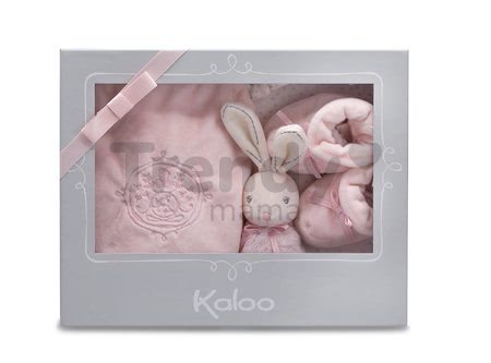 Plyšový zajačik pre najmenších Perle-Gift Set Kaloo s hrkálkou a topánkami ružový od 0 mesiacov