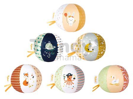 Textilná loptička do postieľky My cute ball Kaloo 10 cm 6 motívov - Zajačik, Veľryba, Sovička, Labuť, Chobotnica, Líška od 0 mes