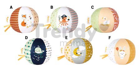 Textilná loptička do postieľky My cute ball Kaloo 10 cm 6 motívov - Zajačik, Veľryba, Sovička, Labuť, Chobotnica, Líška od 0 mes