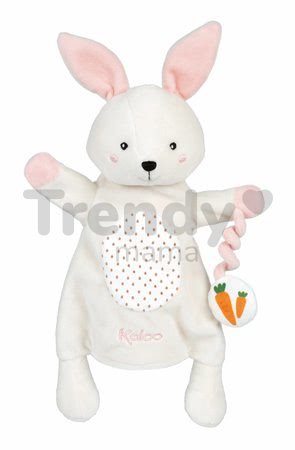 Plyšový zajačik bábkové divadlo Robin Rabbit Kachoo Kaloo s príveskom mrkvička 30 cm pre najmenších od 0 mes