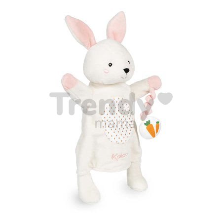 Plyšový zajačik bábkové divadlo Robin Rabbit Kachoo Kaloo s príveskom mrkvička 30 cm pre najmenších od 0 mes