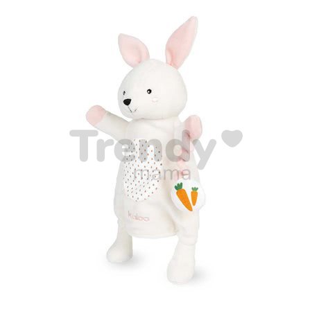 Plyšový zajačik bábkové divadlo Robin Rabbit Kachoo Kaloo s príveskom mrkvička 30 cm pre najmenších od 0 mes