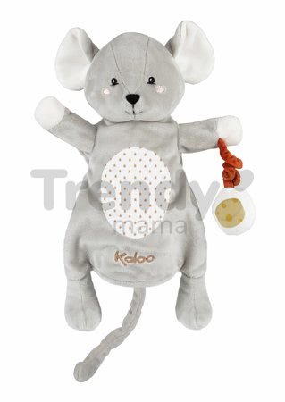 Plyšová myška bábkové divadlo Lili Mouse Kachoo Kaloo s príveskom syr 30 cm pre najmenších od 0 mes