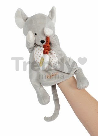 Plyšová myška bábkové divadlo Lili Mouse Kachoo Kaloo s príveskom syr 30 cm pre najmenších od 0 mes