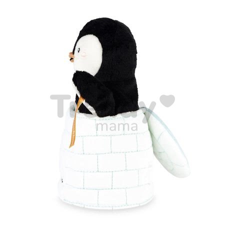 Plyšový tučniak bábkové divadlo Gabin Penguin Kachoo Kaloo prekvapenie v iglú 25 cm pre najmenších od 0 mes