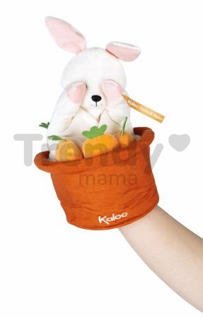 Plyšový zajačik bábkové divadlo Robin Rabbit Kachoo Kaloo prekvapenie v kvetináči 25 cm pre najmenších od 0 mes