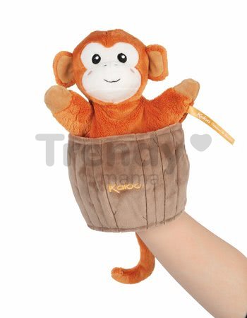 Plyšová opička bábkové divadlo Jack Monkey Kachoo Kaloo prekvapenie v kokosovom orechu 25 cm pre najmenších od 0 mes