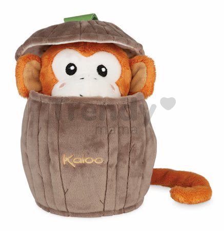 Plyšová opička bábkové divadlo Jack Monkey Kachoo Kaloo prekvapenie v kokosovom orechu 25 cm pre najmenších od 0 mes