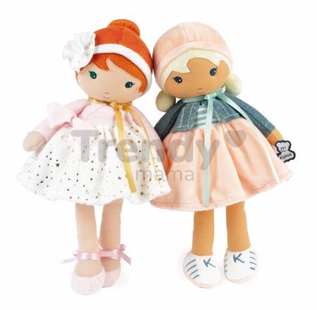 Bábika pre bábätká Chloe K Doll Tendresse Kaloo 32 cm v riflovom kabátiku z jemného textilu v darčekovom balení od 0 mes