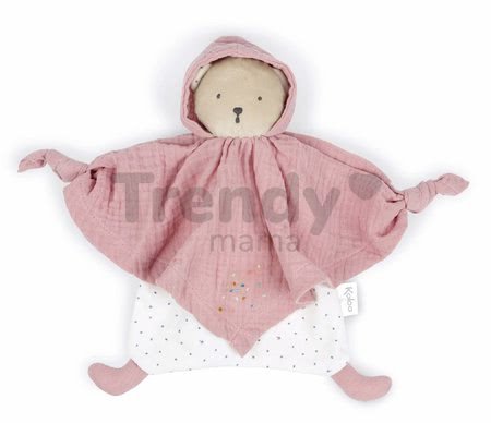 Textilný medveď ružový Organic Cotton Doudou Bear Pink Kaloo na maznanie do postieľky 20 cm v darčekovom balení od 0 mes