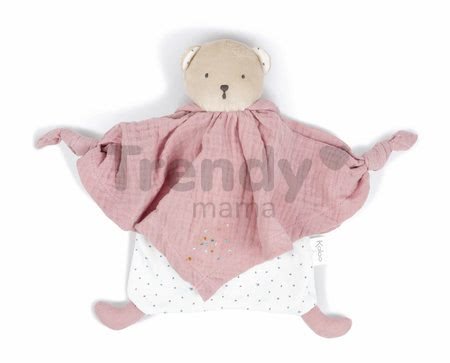 Textilný medveď ružový Organic Cotton Doudou Bear Pink Kaloo na maznanie do postieľky 20 cm v darčekovom balení od 0 mes