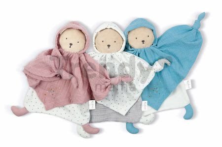 Textilný medveď ružový Organic Cotton Doudou Bear Pink Kaloo na maznanie do postieľky 20 cm v darčekovom balení od 0 mes