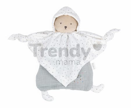 Textilný medveď šedý Organic Cotton Doudou Bear Grey Kaloo na maznanie do postieľky 20 cm v darčekovom balení od 0 mes