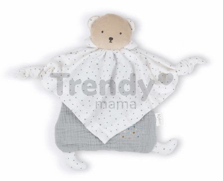 Textilný medveď šedý Organic Cotton Doudou Bear Grey Kaloo na maznanie do postieľky 20 cm v darčekovom balení od 0 mes