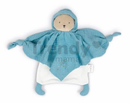 Textilný medveď modrý Organic Cotton Doudou Bear Blue Kaloo na maznanie do postieľky 20 cm v darčekovom balení od 0 mes