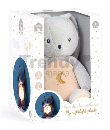 Plyšový zajačik nočné svetlo My Rabbit Nightlight Home Kaloo šedo-krémový 22 cm so svetlom z jemnej plyše od 3 mes