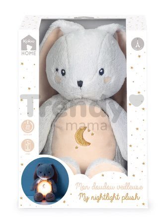 Plyšový zajačik nočné svetlo My Rabbit Nightlight Home Kaloo šedo-krémový 22 cm so svetlom z jemnej plyše od 3 mes