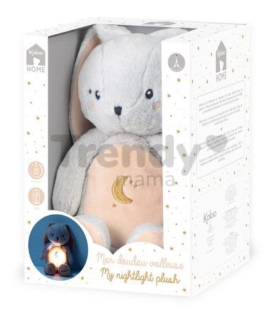 Plyšový zajačik nočné svetlo My Rabbit Nightlight Home Kaloo šedo-krémový 22 cm so svetlom z jemnej plyše od 3 mes