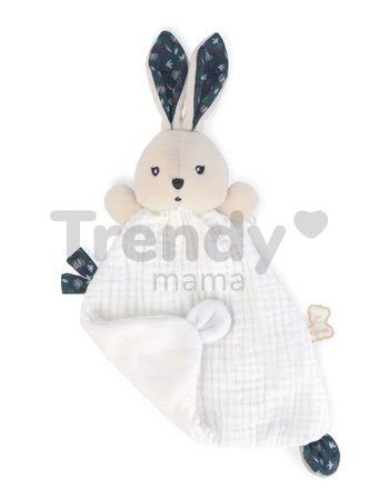 Textilný zajačik na maznanie Nature Rabbit Doudou K'doux Kaloo biely 20 cm z jemného materiálu od 0 mes